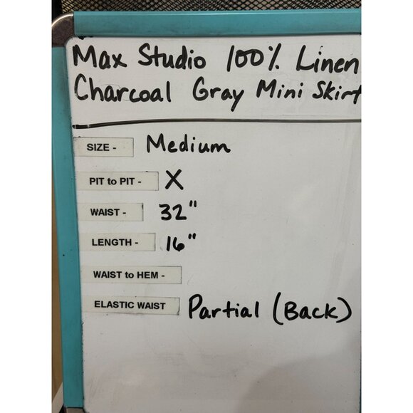 Max Studio 100% Linen Charcoal Gray Drawstring Mini Skirt w/ Pockets Size Medium - Picture 8 of 8